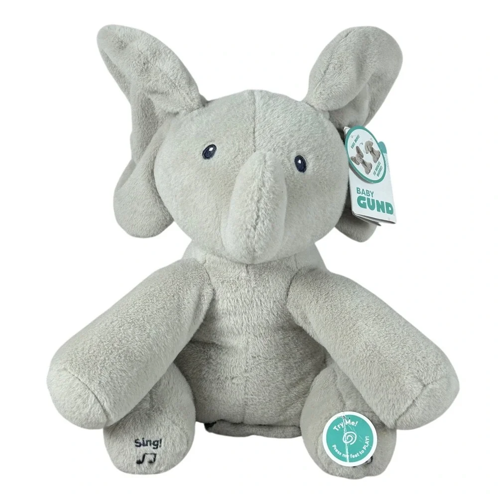 Baby GUND Flappy the Elephant Animated Plush Grey Singing Stuffed Toy NWT 12in